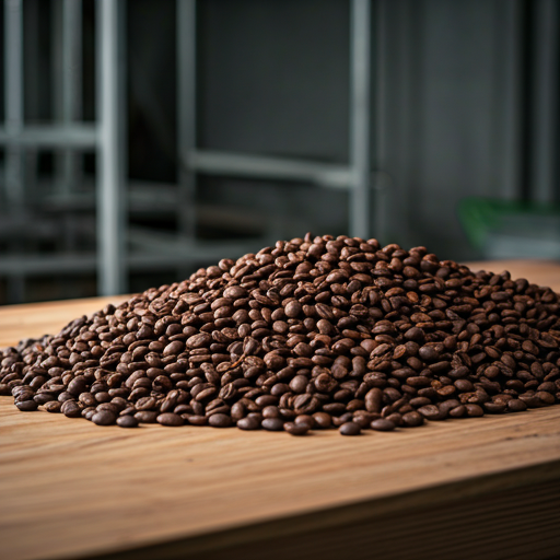 Biji kopi lokal pilihan tertata di atas meja kayu.